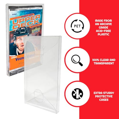 EVORETRO Booster Pack Protector - Trading Card Case Envelope Compatible for Single Pokemon Booster Pack - 0.35MM Thick Plastic PET for MTG, Yu-Gi-Oh, Sports Card Booster Pack Case (10 Pack) - size: Single Pack Booster Case (Pack of 10)
