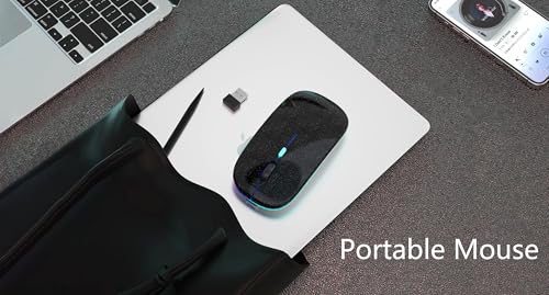 AIKOKOK Wireless Bluetooth Mouse, Rechargeable Dual Mode Mouse, Black Pearl | BT 5.2 & 2.4G USB Receiver, 3 Adjustable DPI,LED Lights,Slim,Silent,Portable Computer Mouse for Laptop,PC,MacBook,iPad,Tablet - color: Pearl Black 01