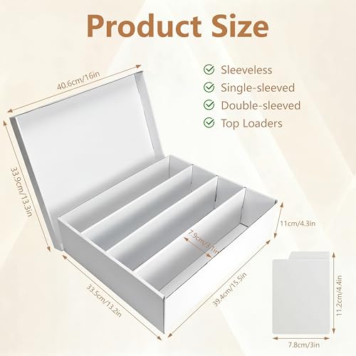 RLAVBL 2-Pack 3600 Count Trading Card Storage Box, 4 Row Cardboard Card Boxes with Dividers for Sports, MTG, TCG, Toploader - size: 2 Pack (4 Row)