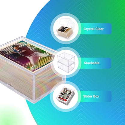20-Pack Clear Acrylic Card Storage Boxes with Lids – Holds up to 100 Standard Trading Cards Each, Stackable Organizer for Sports & TCG Cards (Unsleeved) - size: 3 1/2" L x 2 1/2" W x 2" H, style: 20.0