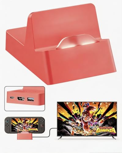 Red TV Docking Station for Nintendo Switch 2/1 | 4K@60HZ HDMI/USB 3.0/100W Charge PD Port - color: Red