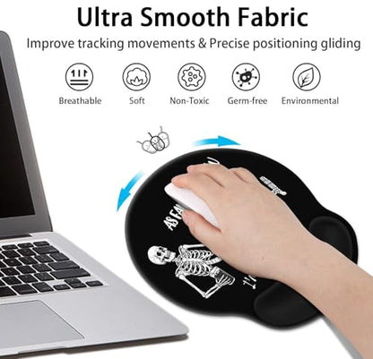 Ergonomic Mouse Pad Set with Wrist Rest, Black Skull Skeleton | Non-Slip Rubber Base Wrist Cushion Support and Coasters Mousepad with Wrist Support for Computer Keyboard - color: Skull Skeleton Black