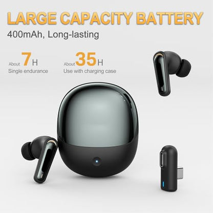 Wireless Gaming Earbuds with ENC Mic, 2.4G Wireless/Bluetooth 5.4 Dual Mode Headphone, Low Latency, 3D Sound, for Phone, Laptop, Steam Deck, VR, PC (Black) - color: Black