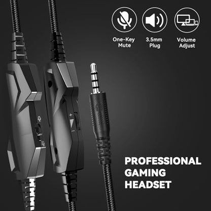 IMYB A88 Gaming Headset with Microphone, Stereo Wired Noise Cancelling Over-Ear Headphones with Mic for Pc, Ps5, Xbox One Series X/s, Ps4, Computer, Laptop, Mac, Nintendo, Gamer (White) - color: White