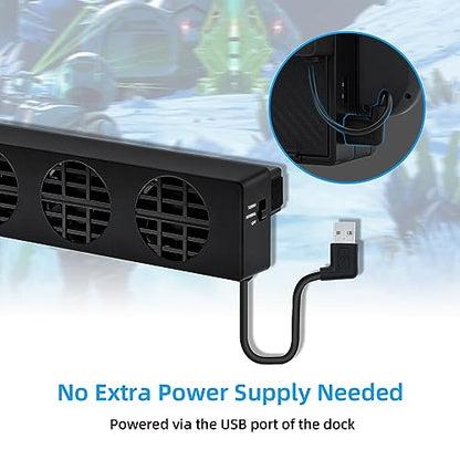 Mcbazel Dobe External Dock Set for Switch Cooling Fan Cooling Stand Cooler with 3 Fans (Not for Switch 2/Switch OLED)