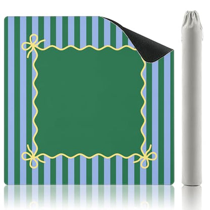 Green Teal Mahjong Mat (32.5” x 32.5”) with Carrying Bag Non Slip Noise Reduction Gaming Mat Rubber Mahjong Table Cover Accessoriesfor Poker Board Games Dominoes - color: Green Teal