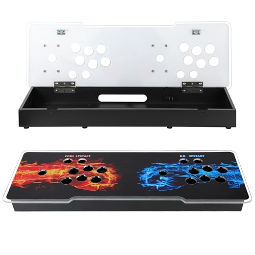 Sturdy DIY Arcade Console Kit - Metal Base and Acrylic Panel, 2 Player Video Game Machine Case, Supports 8 Buttons Each, Compatible with Pandora Kits (Black)