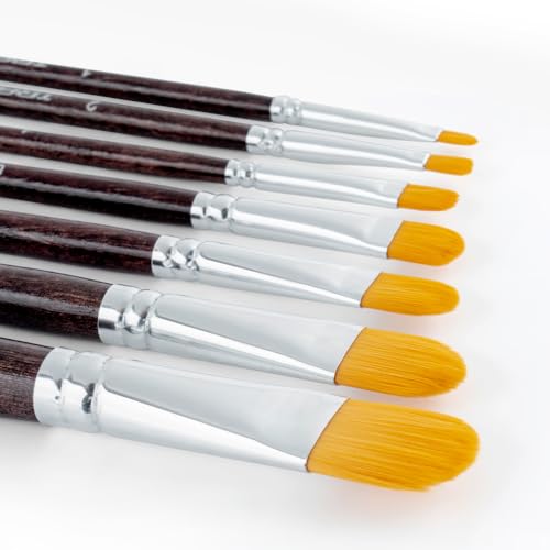 Transon 7pcs Artist Filbert Paintbrush Set for Acrylic Watercolor Gouache Oil and Body Painting - style: Filbert
