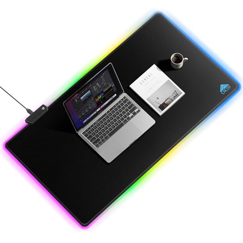 Cacoy 40"x20" RGB Gaming Mouse Pad, XXL Large LED Computer Mouse Mat, Black | Extended RGB Desk Mat with Textured Surface,9 Lighting Modes,Stitched Edges,Non-Slip Rubber Base Mousepad Optimized for Gamer - color: Rgb, size: 40" x 20"
