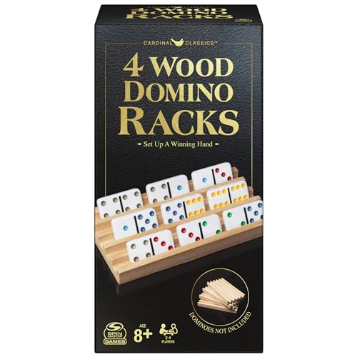 Spin Master Games Wooden Domino Racks Set of 4 Trays Classic Board Game - style: 4 Wooden Domino Rack