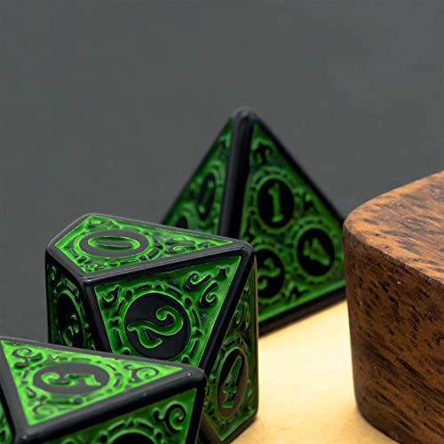 DND Dice Set -D&D Polyhedral Dice (7 Pcs) with Black Dice Bag for Dungeons and Dragons Role Playing Dice Games RPGs (Dice-Green with Black Edge) - color: Dice-green With Black Edge