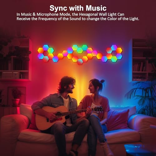 Hexagon LED Light Panels 8 Pack – RGB Wall Decor Lights with Music Sync, App & Remote – Modular Home & Christmas Decor for Bedroom, Living Room, and Room Decor