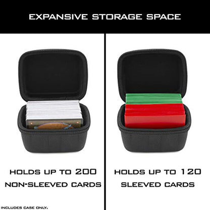 CASEMATIX Card Deck Box for Up To 200 Cards - Hard Shell Playing Card Case with Non-Scratch Fabrics and Metal Carabiner Compatible with Magic The Gathering and Other TCGs, Case Only