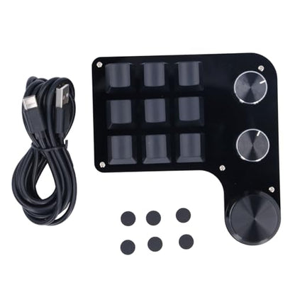 USB Macro Mechanical Gaming Keypad with 9 Programmable Keys, 3 Knobs, Red Switches, RGB LED Backlight & Onboard Storage – Compatible with PC