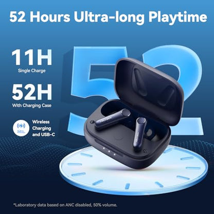EarFun Air Pro 4 Adaptive Hybrid Noise Canceling Wireless Earbuds, 6 Mics | Qualcomm Snapdragon Sound, aptX Lossless, LDAC Hi-Res Audio, 52H Playtime, Bluetooth 5.4, In-Ear Detection, Royal Blue - color: Royal Blue