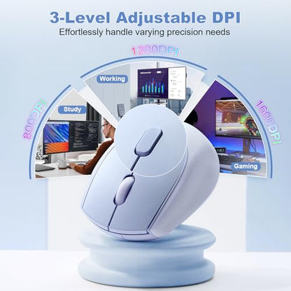 YUNZII C2 Silicone Wireless Mouse 1600 DPI Optical 2.4GHz (Blue) | 2.4GHz Connection, Noiseless Computer Mice, Quiet Clicks, 3-Level DPI, Up to 1600, Optical Tracking, for Laptop/PC/Mac - color: Blue