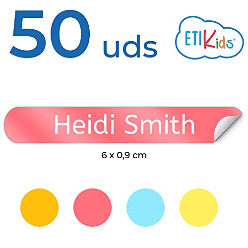 50 Personalized Adhesive Labels to Mark Objects 2.3 x 0.4 in. Waterproof Stickers to Mark School Supplies, Books, kindergartens Goods, Summer Camps, Children's Toys, etc. - color: Fruits