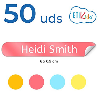 50 Personalized Adhesive Labels to Mark Objects 2.3 x 0.4 in. Waterproof Stickers to Mark School Supplies, Books, kindergartens Goods, Summer Camps, Children's Toys, etc. - color: Fruits