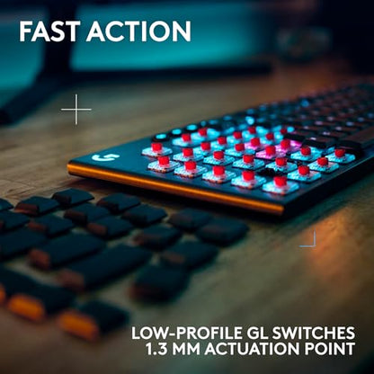 Logitech G915 X Lightspeed Wireless Mechanical Gaming Keyboard, Double-Shot PBT Keycaps, Fully Programmable Keys, RGB Backlit Mac/PC Gaming Keyboards, GL Tactile Switches, Black (Renewed) - style: Wireless