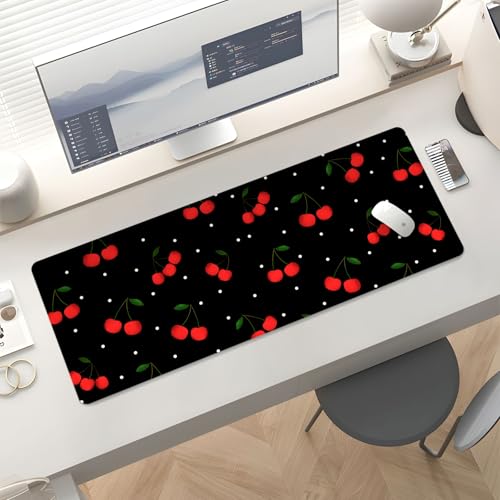 Mousepad Desk Mat Gaming Large Keyboard Cute Office Desktop Computer Laptop Cherry XXL Long Giant Big Kawaii Aesthetic Girly Pretty Design Women Girl Gamer Oversized Wide 30x12'' Mousepad - color: Cherry