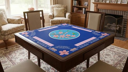 American Mahjong Mat with Rules Printed (33x33, 2.5mm Thick, Hummingbird Blue) Mahjong Mat for Table w/Bag, Crease-Proof Waterproof Non-Slip, Soft Mahjong Table Mat, Noise Reduction - color: Hummingbird Blue Mat
