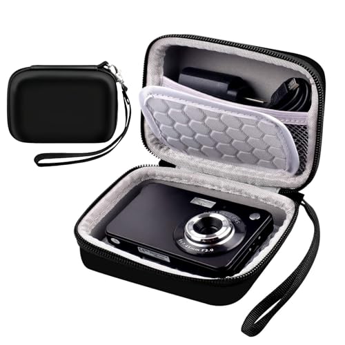 Digital Camera Case Compatible with Kodak PixPro/Canon PowerShot/Sony DSC, Hard Shell Camera Protective Carrying Bag for Cable,SD Card (Black) - color: Black