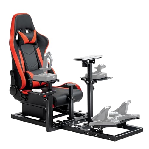 Dardoo Flight Racing Simulator Cockpit with Ergonomic Seat Fit for Logitech G29 G923, for Thrustmaster T150 Hotas Warthog,Adjustable Steering Wheel Stand,Excluding Wheel,Pedal,Handbrake & Joystick