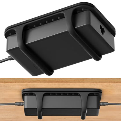 Universal Silicone Laptop Charger Holder,Under Desk Power Brick Mount Organizer for Charging Brick & Cables,Flexible Non-Slip Power Bricks Mount,Secure Supply Holder for Laptop Charger,Black - color: Black