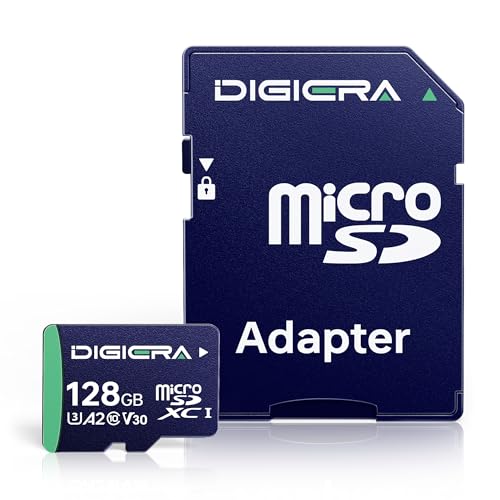DIGIERA 128GB CT100 microSDXC UHS-I Memory Card with Adapter - up to 100MB/s, C10, U3, V30, 4K UHD, A2, Micro SD Card for Smartphones, Tablets, Cameras, Gaming Consoles, and Drones (1 Pack) - size: 128GB, style: CT100 (100MB/s)