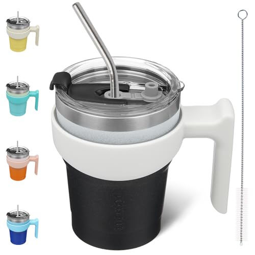 BJPKPK 10 oz Mini Tumbler with Lid, Straw & Handle, Insulated Steel Cup | Small, Spill Proof, Leak Proof, Thermal, Double Wall Vacuum, Sweatproof, Dishwasher Safe, BPA Free, Day & Night - color: Day & Night, size: 10 Ounces
