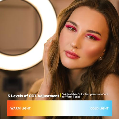 CR5 Video Conference Lighting Kit, 5" Ring Light Clip on Laptop Monitor, Desk Light with Stand Tripod, Bi-Color CRI >95 for Webcam Lighting, Zoom Lighting, Broadcasting, Live Streaming
