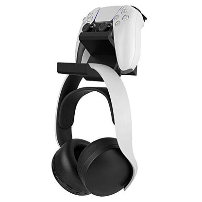 Linkidea Controller & Headset Wall Mount, Compatible with PS5, PS4, Xbox Series X|S, Xbox One, Wall Holder for Gaming Controllers and Headphones, Black