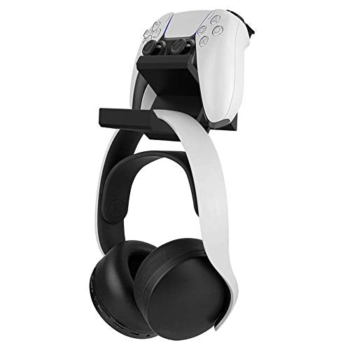 Linkidea Controller & Headset Wall Mount, Compatible with PS5, PS4, Xbox Series X|S, Xbox One, Wall Holder for Gaming Controllers and Headphones, Black