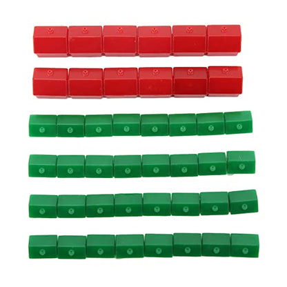 Replacement Pieces Houses Hotels Game Hotel 12 Red and 32 Green Plastic Piece Supplement Accessories Set of House Replacements