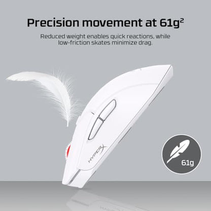 HyperX Pulsefire Haste 2 – Wireless Gaming Mouse- Ultra Lightweight, 61g, 100 Hour Battery Life, Dual Wireless Connectivity, Precision Sensor - White - color: White, size: Wireless, style: Pulsefire Haste 2