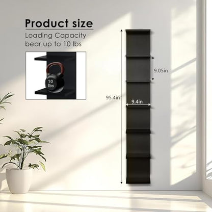 7 Tier RGB Light Wall Shelves, Black | Lack Wall Shelf Unit, Vertical Shelf with Remonte Control,Black Shelves - color: Rgb-black