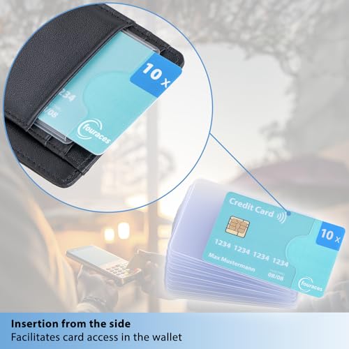 credit card sleeves - 10-pack - sturdy transparent plastic sleeve - protector for cards, protection