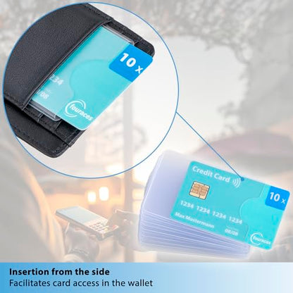credit card sleeves - 10-pack - sturdy transparent plastic sleeve - protector for cards, protection