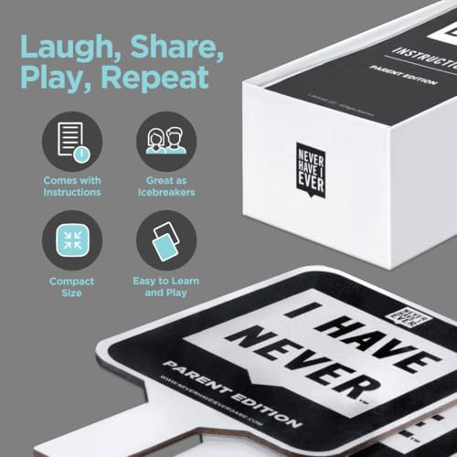 Never Have I Ever Card Game - Parent Edition, Fun and Engaging Adult Party Games for Game Night, Date Night, or Vacation, Includes Hilarious and Relateable Prompts for Couples with Kids, Ages 17+ - style: Parent Edition