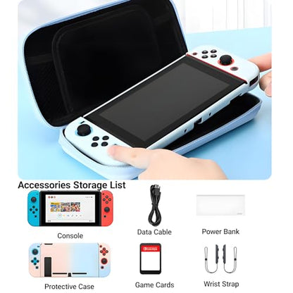 QUBAMG Cat Paws Carry Case Compatible with Nintendo Switch and Switch OLED Console -Protective Hard Portable Travel Carry Case Shell Pouch with Pockets for Accessories and Games Purple - color: Purple Cat Paws