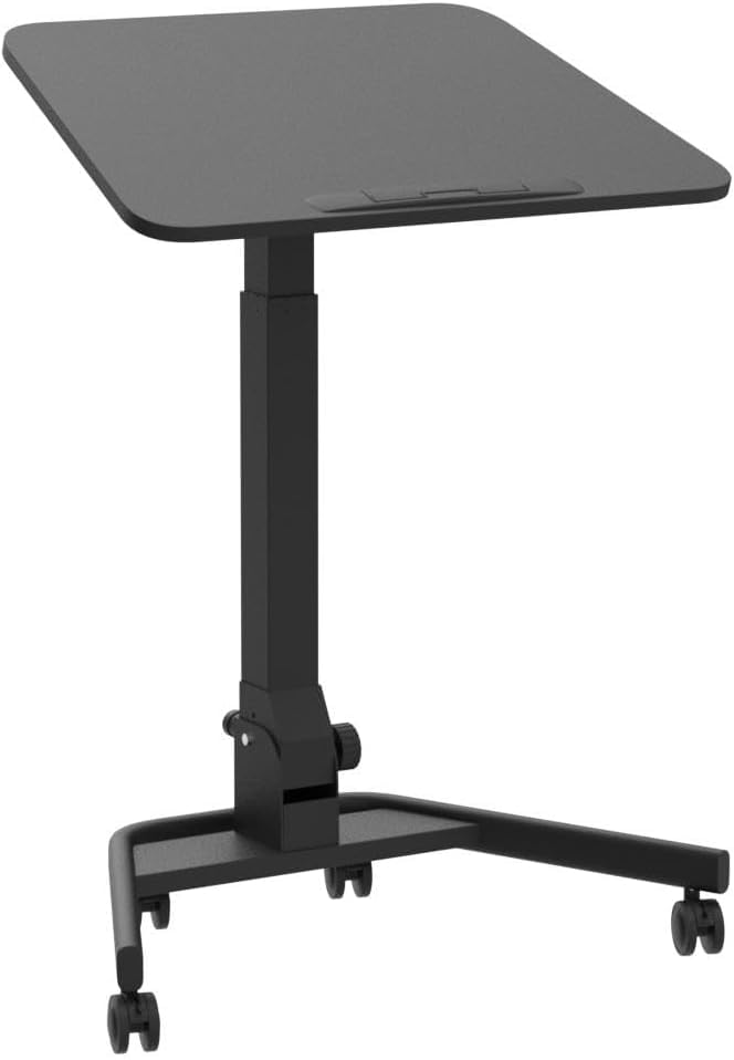 Foldable Mobile Standing Desk, Rolling Laptop Cart, Black | 29.9"-42.9" Height Adjustment, Easy to Fold, Portable Standing Desk on Wheels, Folding Desk for Compact Space - color: Black