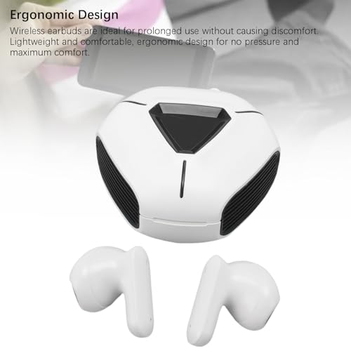 ASHATA Wireless Earbuds, 5.2 Gaming Headphones with Low Latency Noise Cancelling, Lightweight Ergonomic Design for Android iOS