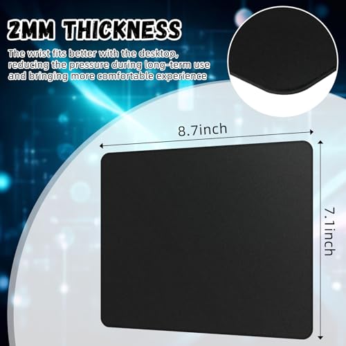 Crtiin 20 Pack Computer Mouse Pad Bulk Gaming Mouse Pad for Computers, Laptop, Office Home, with Non Slip Rubber Base, Black, 7.09 x 8.66 Inch