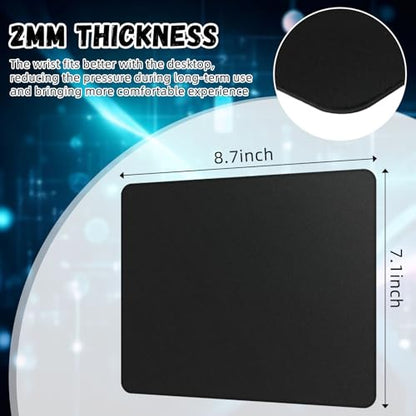 Crtiin 20 Pack Computer Mouse Pad Bulk Gaming Mouse Pad for Computers, Laptop, Office Home, with Non Slip Rubber Base, Black, 7.09 x 8.66 Inch