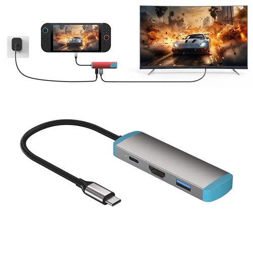 USB C Switch 2 Dock,4K@60Hz HDMI Adapter with PD/USB 3.0 Port,Replacement Dock for Switch/Switch OLED/Steam Deck/ROG Xbox Ally X/Legion Go - color: Gray, size: 3.5*1.2 inch