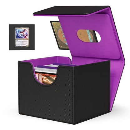 Kabinka MTG Deck Box with Window, Commander Deck Box for Trading Cards, Holds 110+ Double Sleeved Cards, Fits TCG CCG EDH (Black Purple) - color: Black Purple