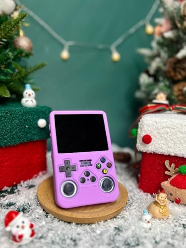 for R36S Silicone Case, Soft Skin for R36 S Handheld Game Console Accessories, Anti-Scratch Washable Silicone Cover with Lanyard (Purple) - color: Purple