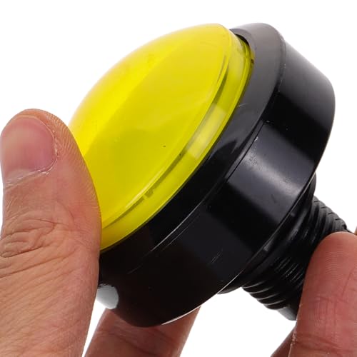 Illuminated Game Push Button Switch with Yellow Convex Cap and Micro Switch for Arcade and Vending Machine Replacement, Industrial Pushbutton Control with LED Light for Gaming