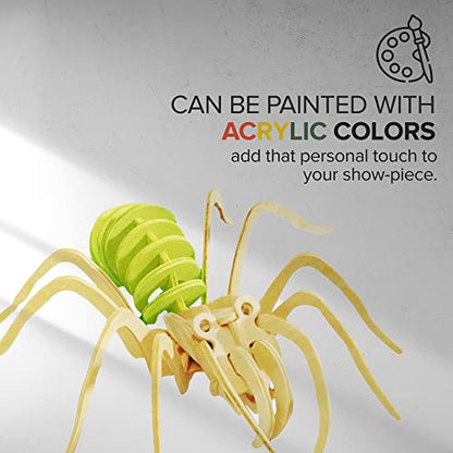 Hands Craft DIY 3D Wooden Puzzle – 6 Assorted Insects & Arachnids Bundle Pack Brain Teaser Puzzles Educational STEM Toy Adults and Kids to Build Safe and Non-Toxic Easy Punch Out Premium Wood JP2B9 - color: Insects & Arachnids