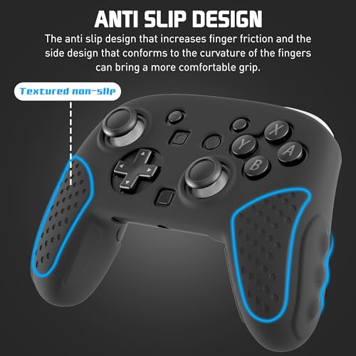 RHOTALL Silicone Cover Skin for Nintendo Switch 2 Pro Controller, Ergonomic Soft Anti-Slip Controller Grip Protector, Comfortable Case Design - Black - color: black